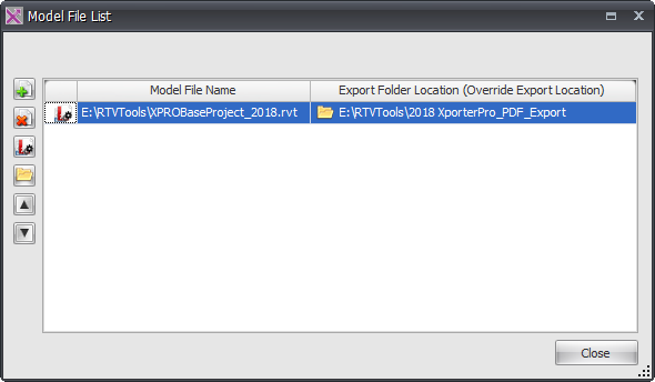 Xporter Pro Model File List dialog