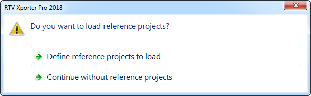 Xporter Pro Reference Projects dialog