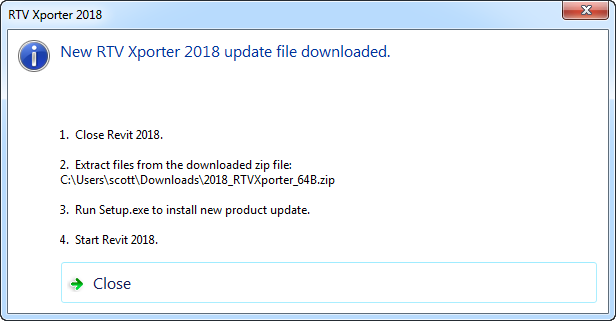 Xporter update downloaded