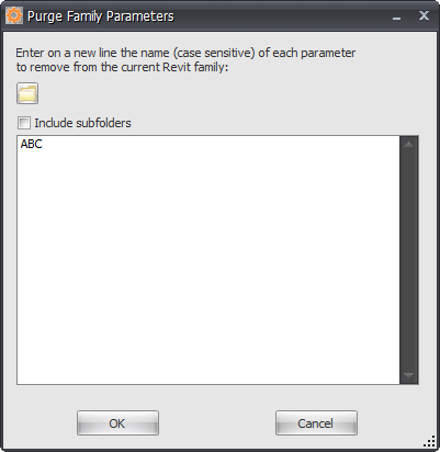 SPM Purge single family parameter dialog